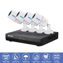 Outdoor IP66 Waterproof 4CH POE NVR CCTV Security System Kits ONVIF 2MP 1080 Bullet Camera With IR Night Vision Motion Detection