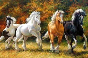 

Dark horse and white horse Diamond painting cross stitch crystal round diamond sets unfinish decorative full diamond embroidery
