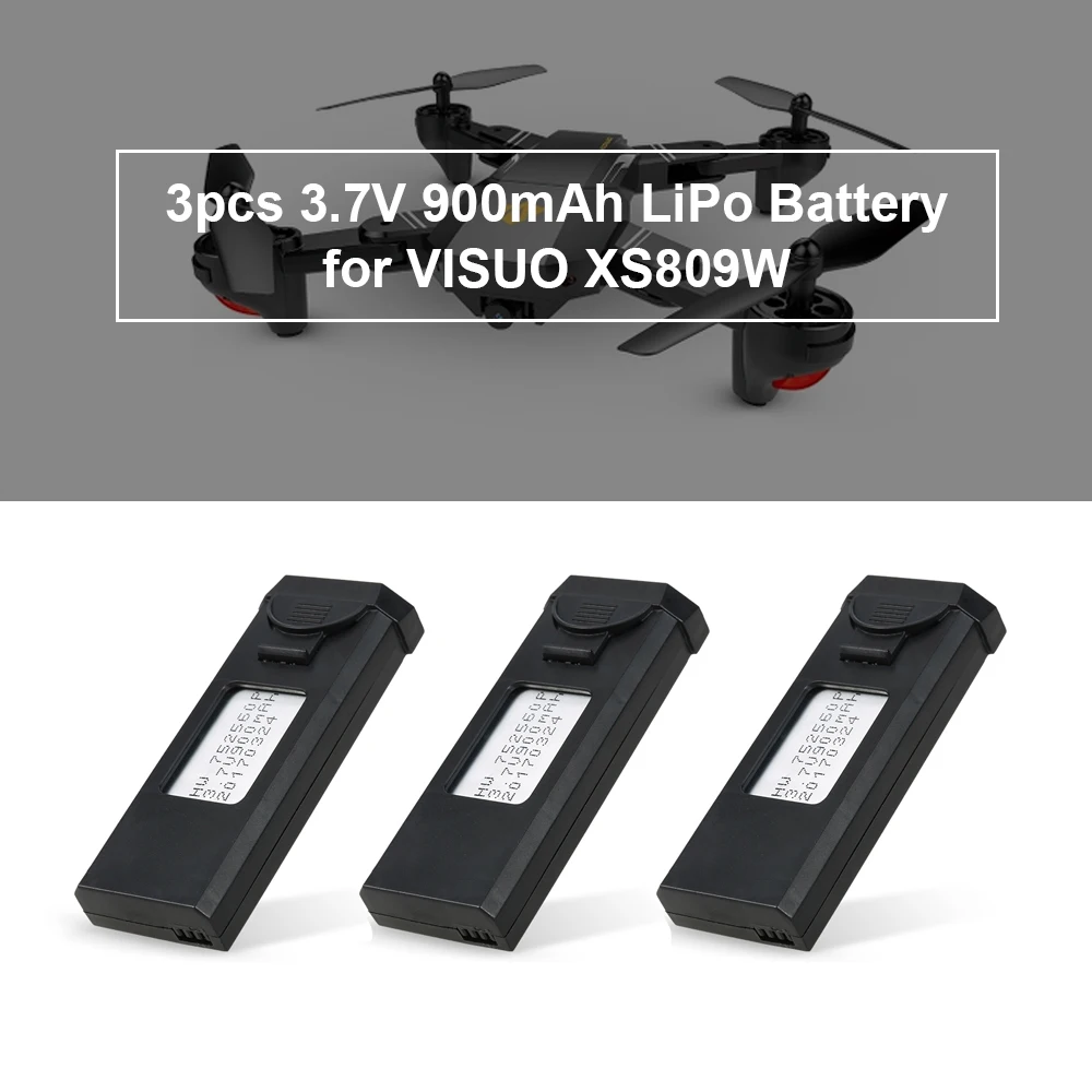 Visuo батарея 3 шт 7 V 900mAh аккумуляторная LiPo для VISUO XS809W FPV Quadcopter RC Power Drone | Игрушки и
