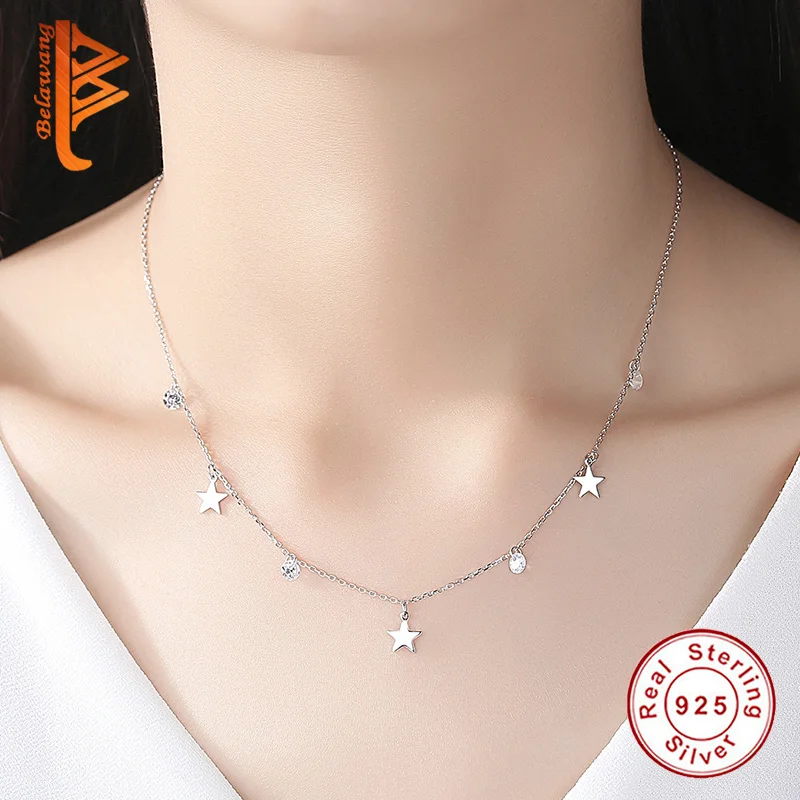 925 Silver Choker Rhinestone Star 
