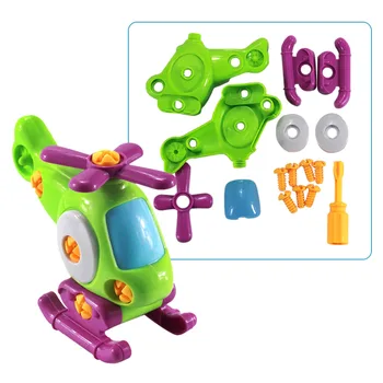 

Candice guo plastic toy educational assemble Forklift car model mini helicopter screws aircraft play house set birthday gift 1pc