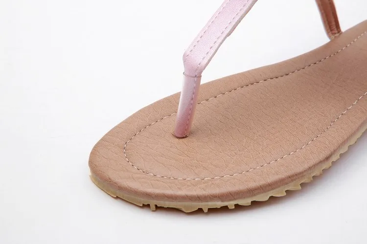Gladiator Sandals Female Summer Beach Shoes 2018 New Flat Flip Flops Sweet Bohemian Sandals Shoes For Woman Plus Size 34-44 Pink (17)