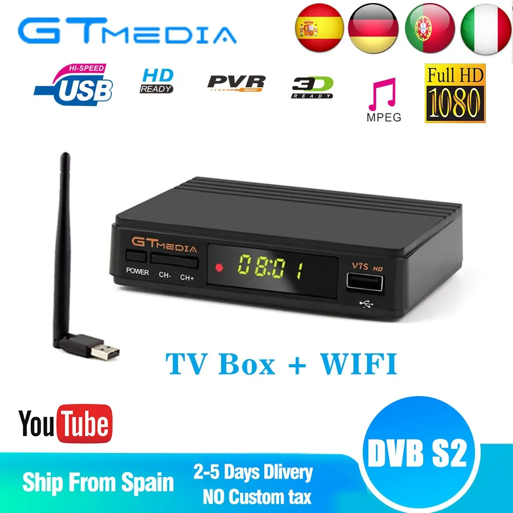 GTMedia V7S HD спутниковый ресивер DVB-S2 V7S HD Full 1080P+ USB Wi-Fi Поддержка Clines CCCAM обновление Freesat V7 приемник спутникового телевидения