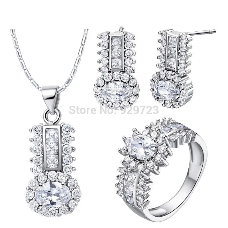 

New Arrival-Bridal Jewelry Sets Women Red/Green/Purple/Pink Crystal Jewelry Wedding Sets Necklace Earrings Rings Set