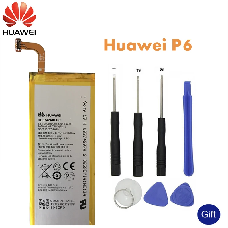 

Original Huawei Phone Battery HB3742A0EBC For Huawei Ascend P6 G6 G621 TL00 G620 C8817D H30 C00 Replacement Batteries 2000mAh