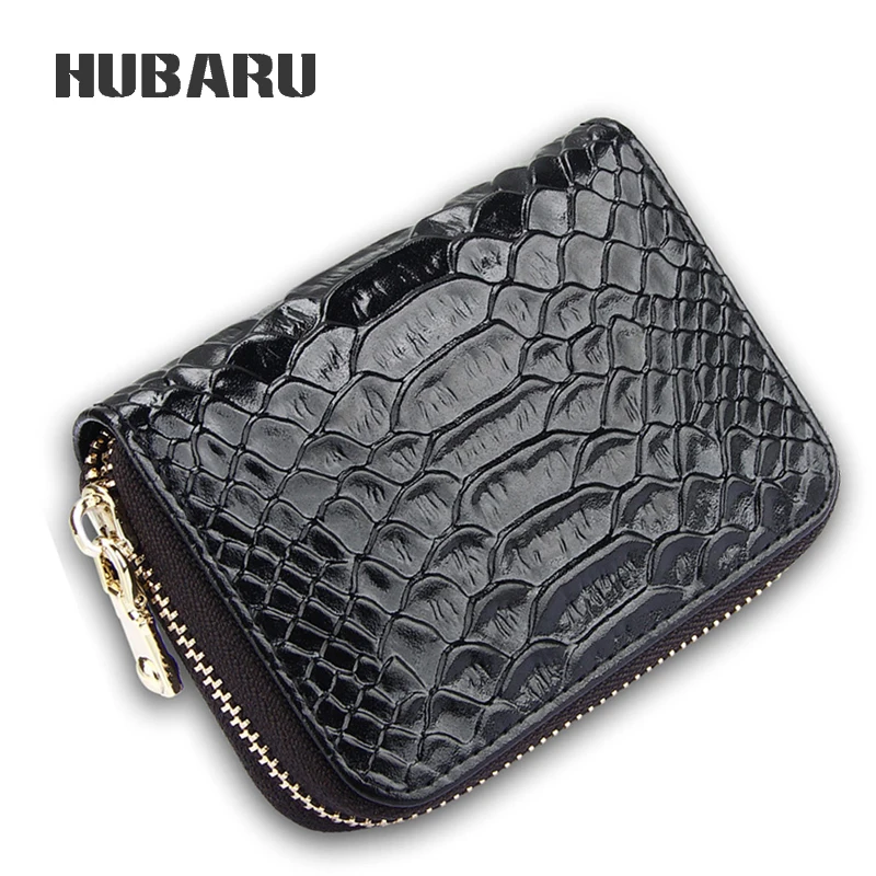 

HUBARU Women Wallet Short Purse Snakeskin Cow Leather Wallet Female Multi-Card Organ Purse Money Mini Clutch Card Purse Girls