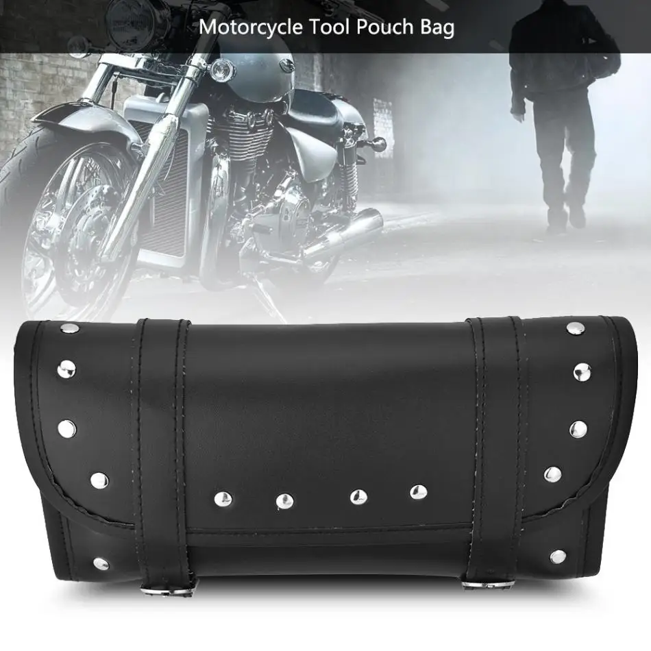 Сумка на руль мотоцикла черная из искусственной кожи мотоциклетная Передняя Задняя вилка сумка для инструментов сумка на руль сумка для багажа