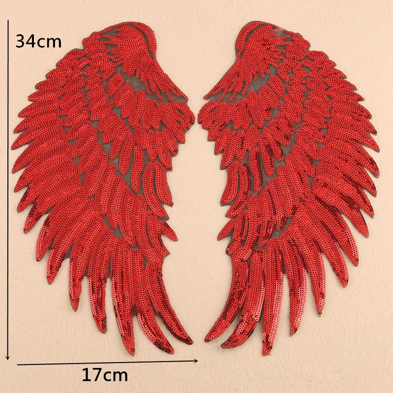 1 пара 17*33 см нашивки Крылья Золотого и серебряного цвета с блестками нашивка для пришивания утюга на одежду нашивка 3D перо аппликация DIY наклейки для свадьбы