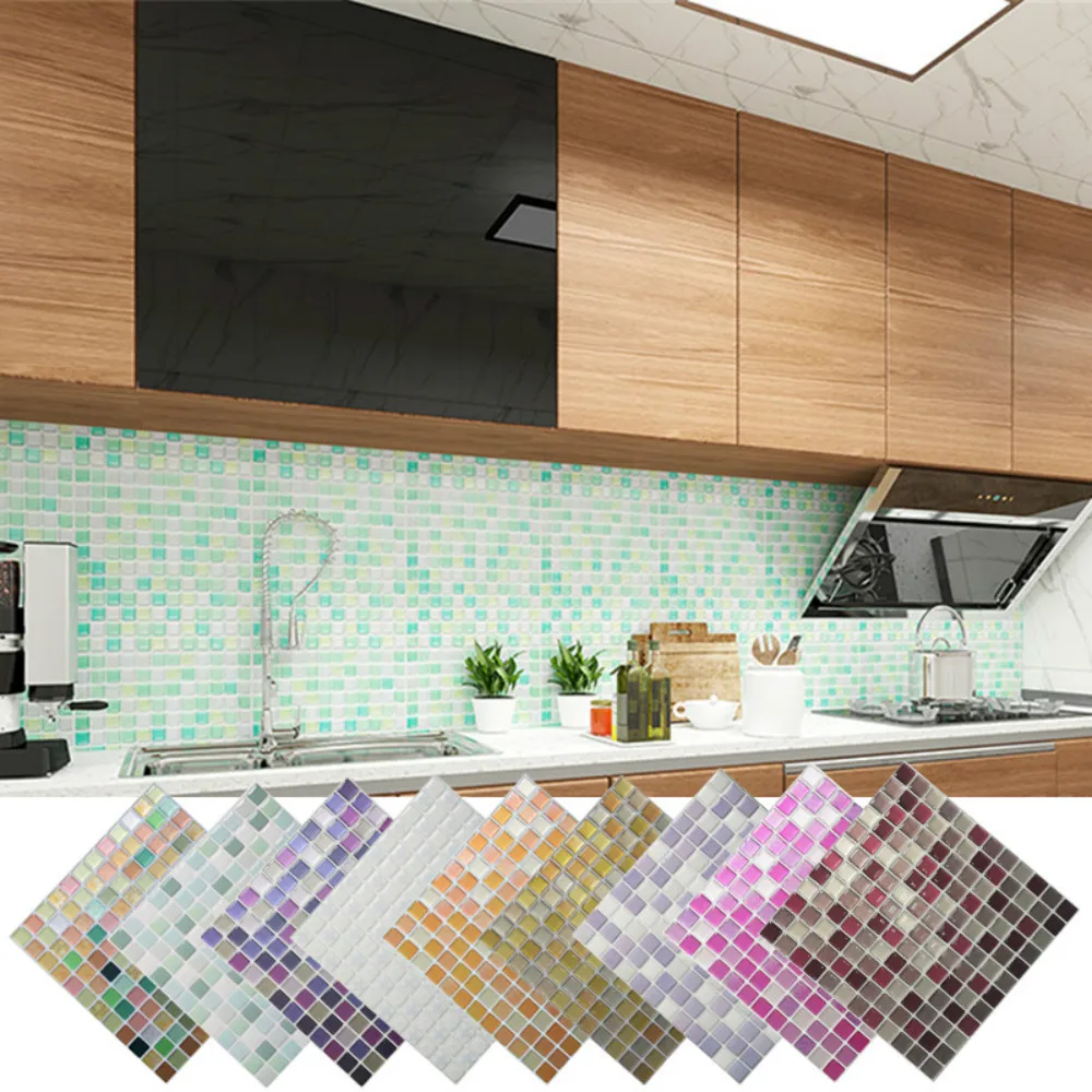

3D Mosaic Wall Tile Sticker Waterproof and Oil-proof Peelable Wall Plaster DIY Kitchen Bathroom Living Room Home Decoration