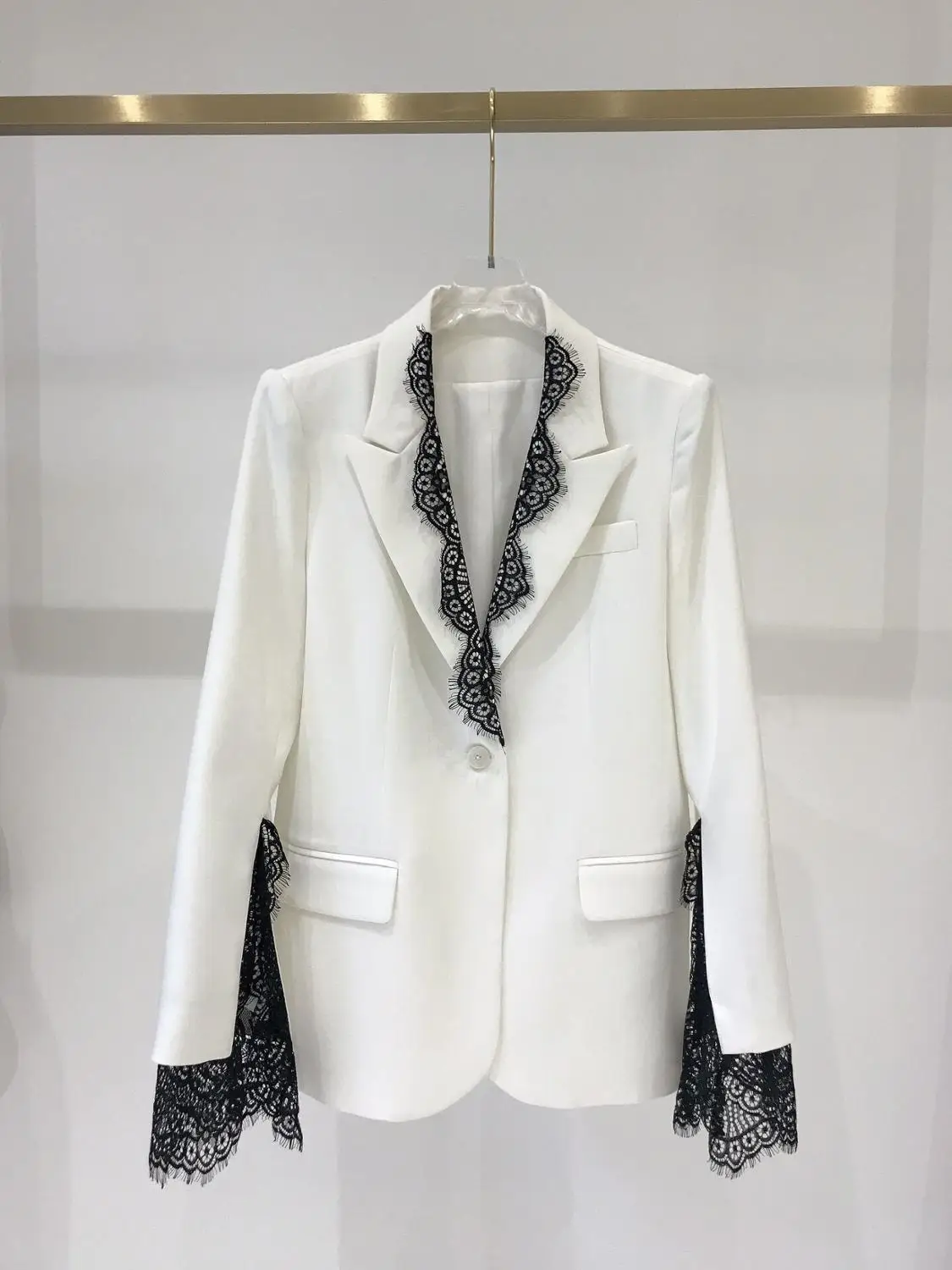 

2019 autumn new women fashion lace patchwork blazer coat ddxgz2