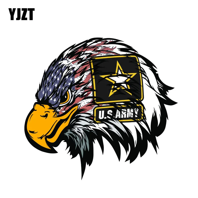 

YJZT 15.5CM*14.5CM Creative Army American Flag Eagle Head Decal PVC Car Sticker 6-0323