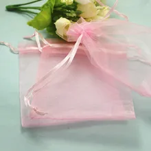 100 шт./партия, розовые цветные сумки из органзы, 20x30 см, подарочные пакеты для свадьбы
