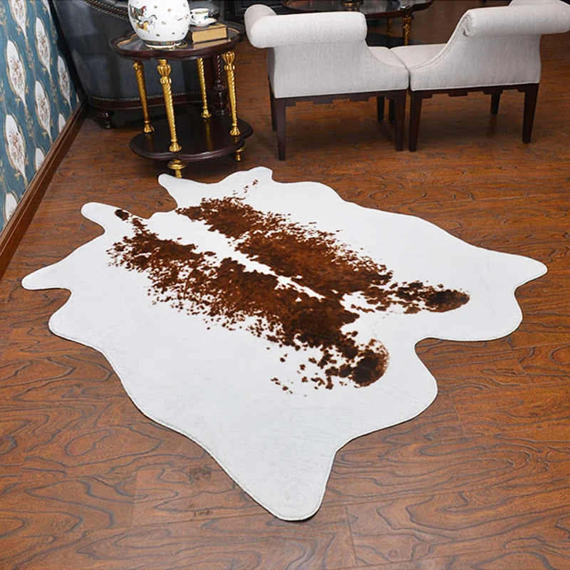

Soft Artificial Cowhide Carpet and Rugs Velvet Imitation Skins Carpets for Living Room Bedroom Faux Skin Leather Non Slip Mats