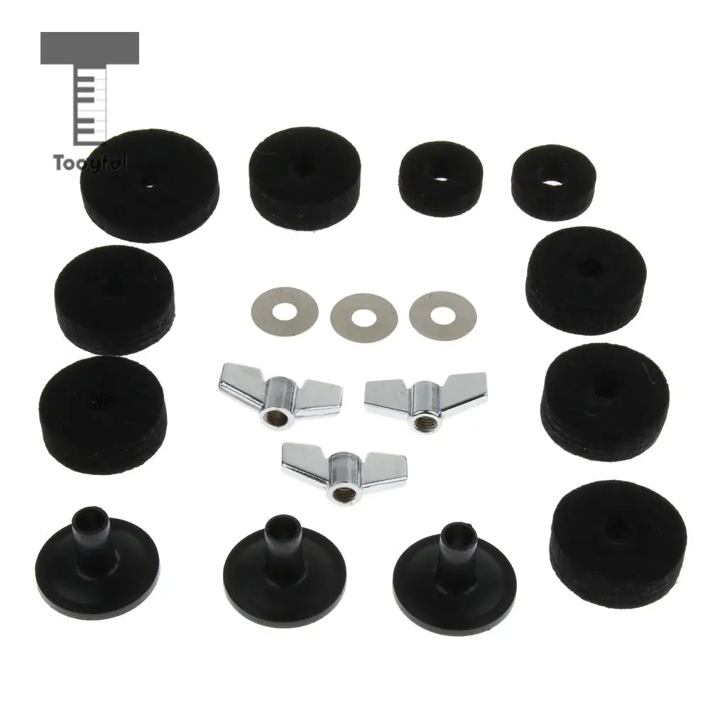 Tooyful 18 Pcs of Set Cymbal Stand Felt Wing Nuts Washers for Percussion Accessory