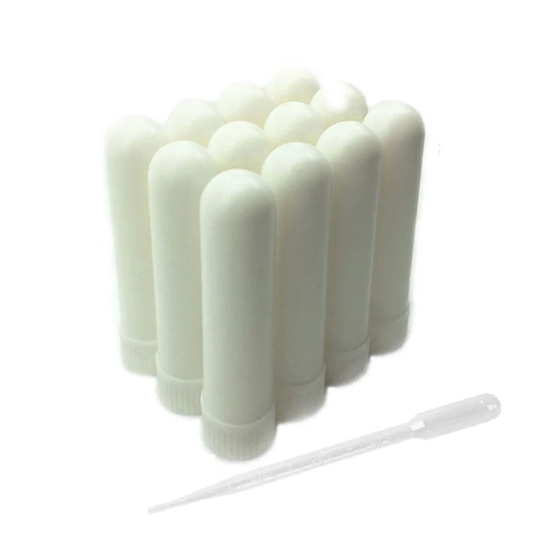 

50Pcs/lot Blank Inhaler Tubes for Essential Oil Comes with Cotton Wicks, Refillable, Dropper