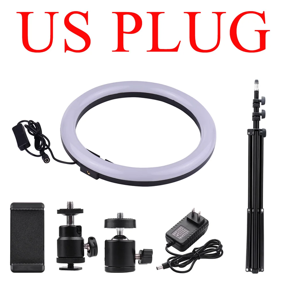 30cm/12" Outer Photography LED Selfie Ring Light lamp 2700-5500K Dimmable With Phone Holder For Makeup Video Live Studio Light - Цвет: US Plug with tripod
