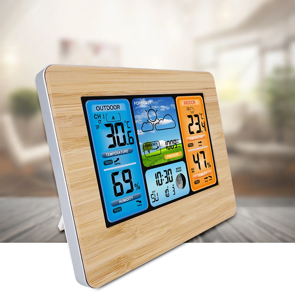 

Temperature Meter Weather Station Digital Thermometer Hygrometer Wireless Sensor Forecast Temperature Watch Wall Desk Alarm Cloc