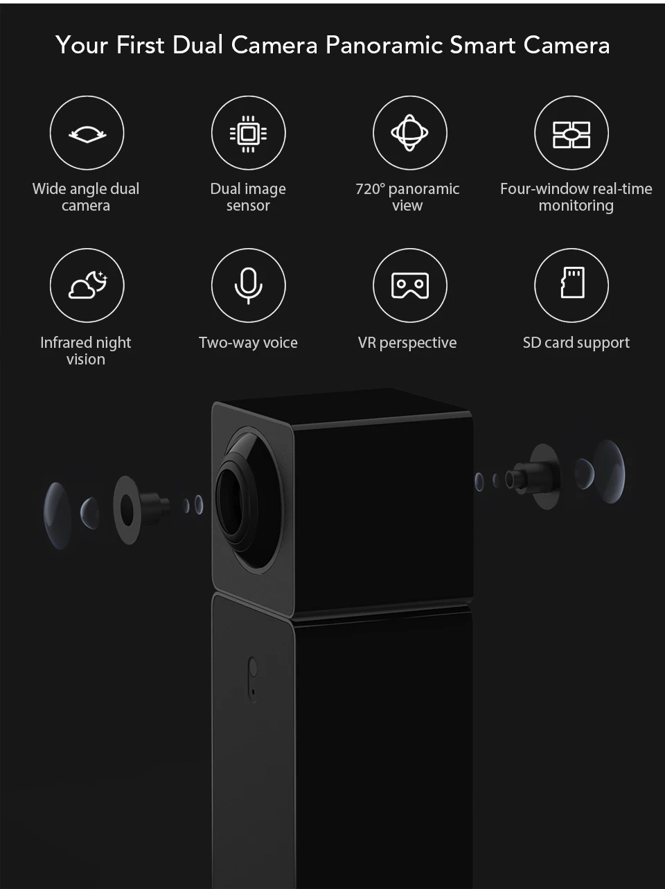 Xiaomi Xiaofang Camera Dual Lens Version Panoramic Smart Network Ip Camera Four Screens In One Window Two-way Audio Support Vr