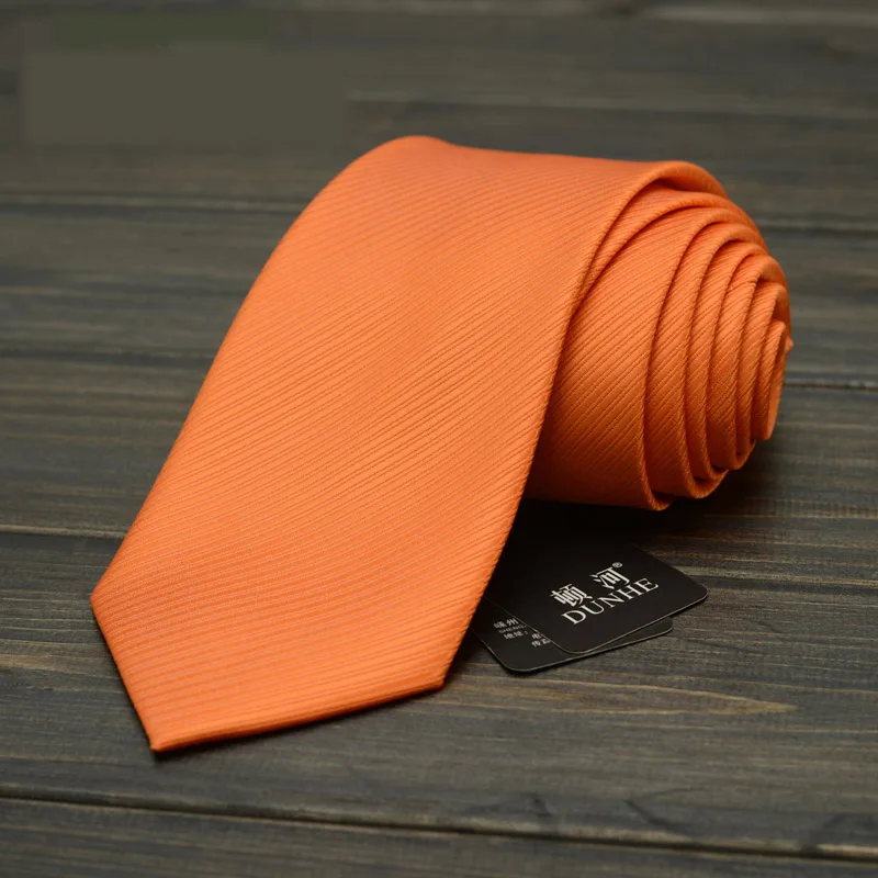 

New Arrivals Men's High Quality Solid Color 8CM Width Neckties Orange Romantic Wedding Groom Neck Tie for Men with Gift Box