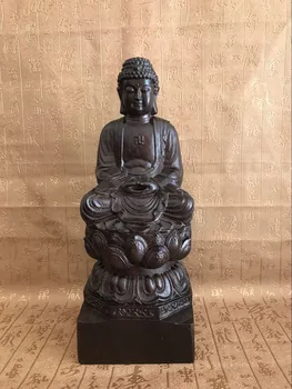 

Special Offer--HOME Buddhism Spiritual protection Bless family # Retro Handmade wood carving Lotus Buddha statue--FREE shipping