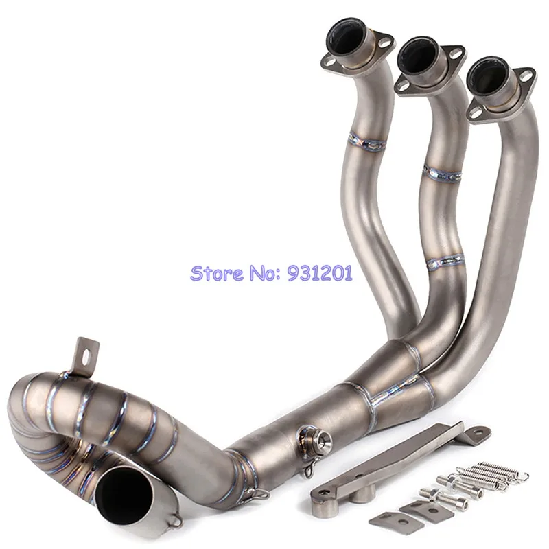 

Titanium Alloy Motorcycle Exhaust System for Yamaha MT09 MT-09 FZ09 FZ-09 XSR900 Slip On Front Pipe Headers Manifold Tube