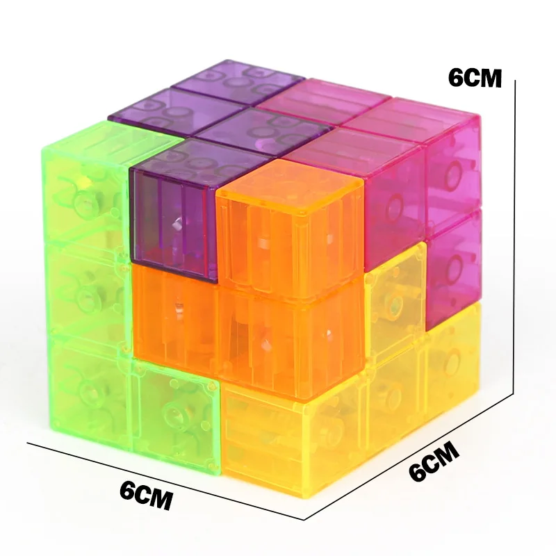 HUIQIBAO игрушки Магнитный магический куб Строительные Блоки Антистресс Cubo Обучающие 3D головоломки игрушки для детей цвет случайный - Цвет: Прозрачный