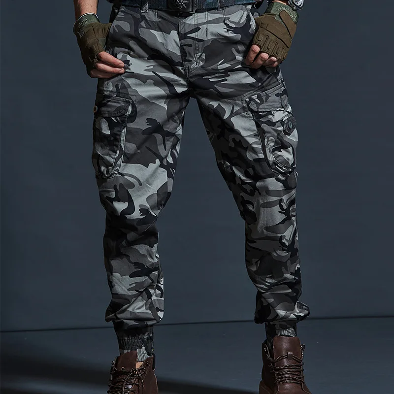 High Quality Khaki Casual Pants Men Tactical Joggers Camouflage Cargo Pants Multi-Pocket Fashions Black Army Trousers Work Wear 4