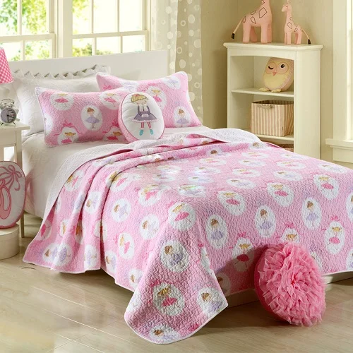 CHAUSUB дети одеяло комплект 2 шт./3 шт. хлопок одеяло s одеяло ed покрывало для кровати наволочка розовый девочки покрывало королева двойной размер - Цвет: Розовый
