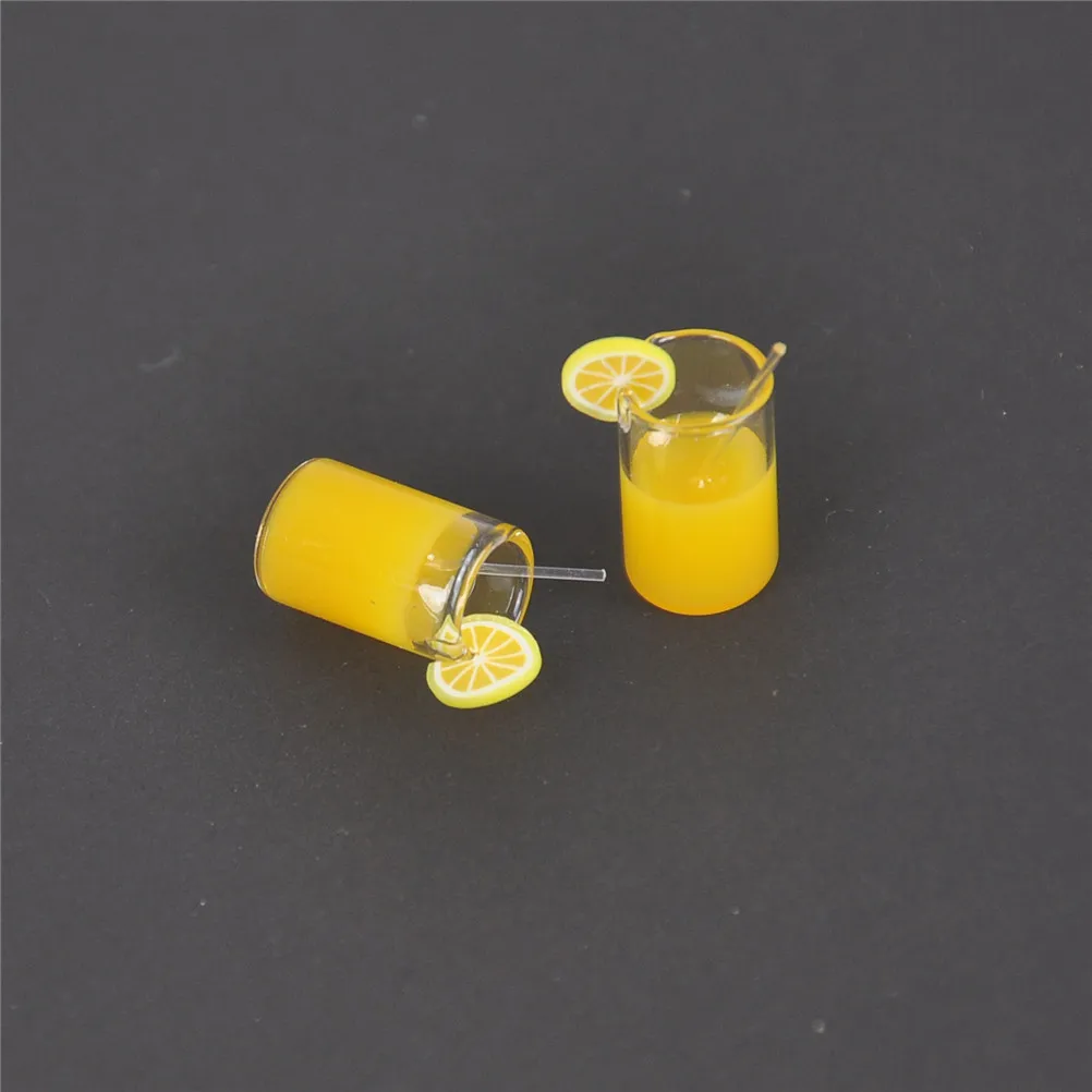 2pcs/lot Mini Resin Lemon Water Cup 1:12 Dollhouse Miniature Doll house Accessories Cups Toy Mini Decoration Gifts 3