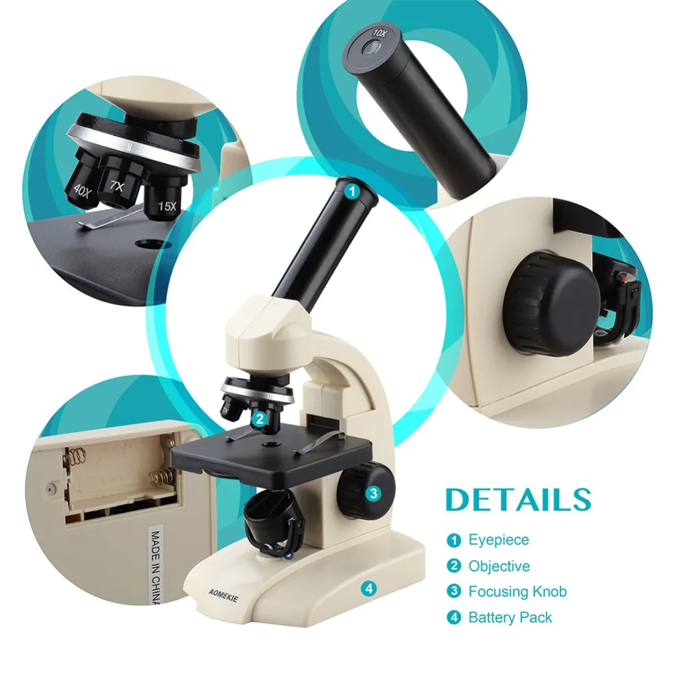 AOMEKIE Monocular Biological Microscope 70X-400X
