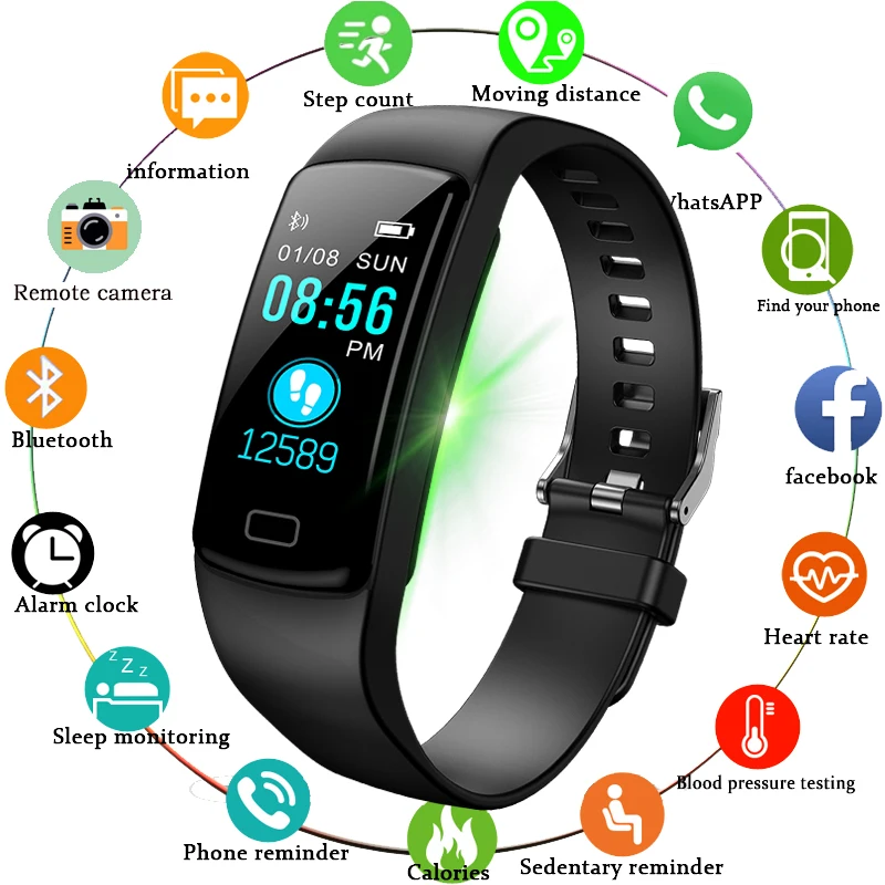 

BANGWEI Smart Watch Men Women Smart watch Sport Fitness tracker Pedometer Heart Rate Blood Pressure Watches LED Smart watch+B