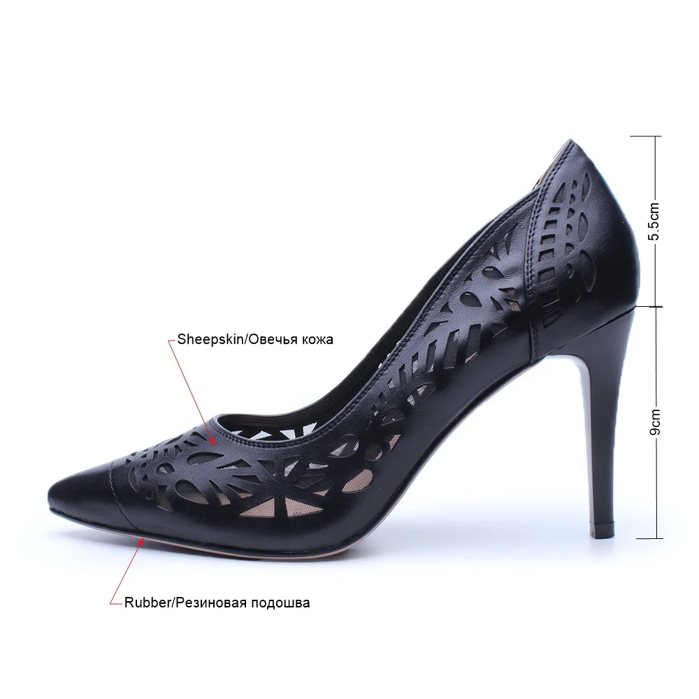 BELISS Genuine Leather Pumps Women Thin High Heels Pointed Toe Sexy Hollow Summer Woman Pumps Shallow Ladies Shoes Stiletto X12 (3)_New
