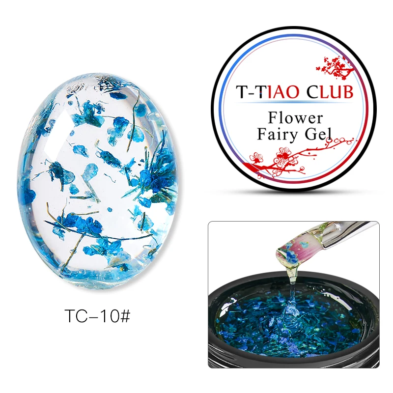 T-TIAO CLUB Floral Paint Dried Flowers Jelly Nail Gel Polish Nail Art Soak Off UV Gel Varnish DIY Natural Fairy Nails Gel Tips - Цвет: GK0908