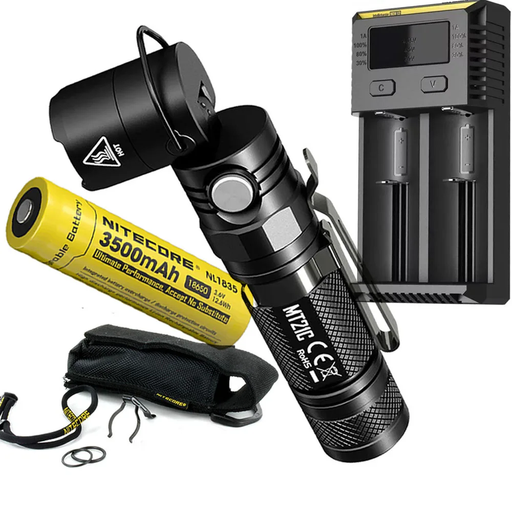 NITECORE MT21C тактический фонарь CREE XP L HD V6 max 1000 люмен луч бросок 184 метра 90 градусов