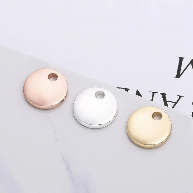 

10mm Rose Gold Silver Delicate Blank Disc Charms Round Tag Simple Pendant Women Jewelry DIY Accessories For Earrings Necklace