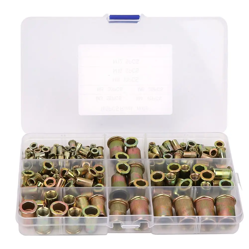 

165Pcs/set Zinc Plated Carbon Steel Rivet Nut Threaded Rivet Insert Nutsert rivet nut kit Tuerca de remache