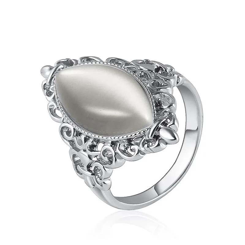 SHUANGR Charm Pink Opal Crystal Jewelry Promise Engagement Rings For Women Rose Gold Color Hollow Pattern Wedding Ring