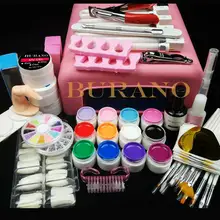 Burano Nail tools 36W UV GEL Lamp & 12 Color UV Gel Practice Fingers Cutter Nail Art Tool Kit Set #001set manicure set