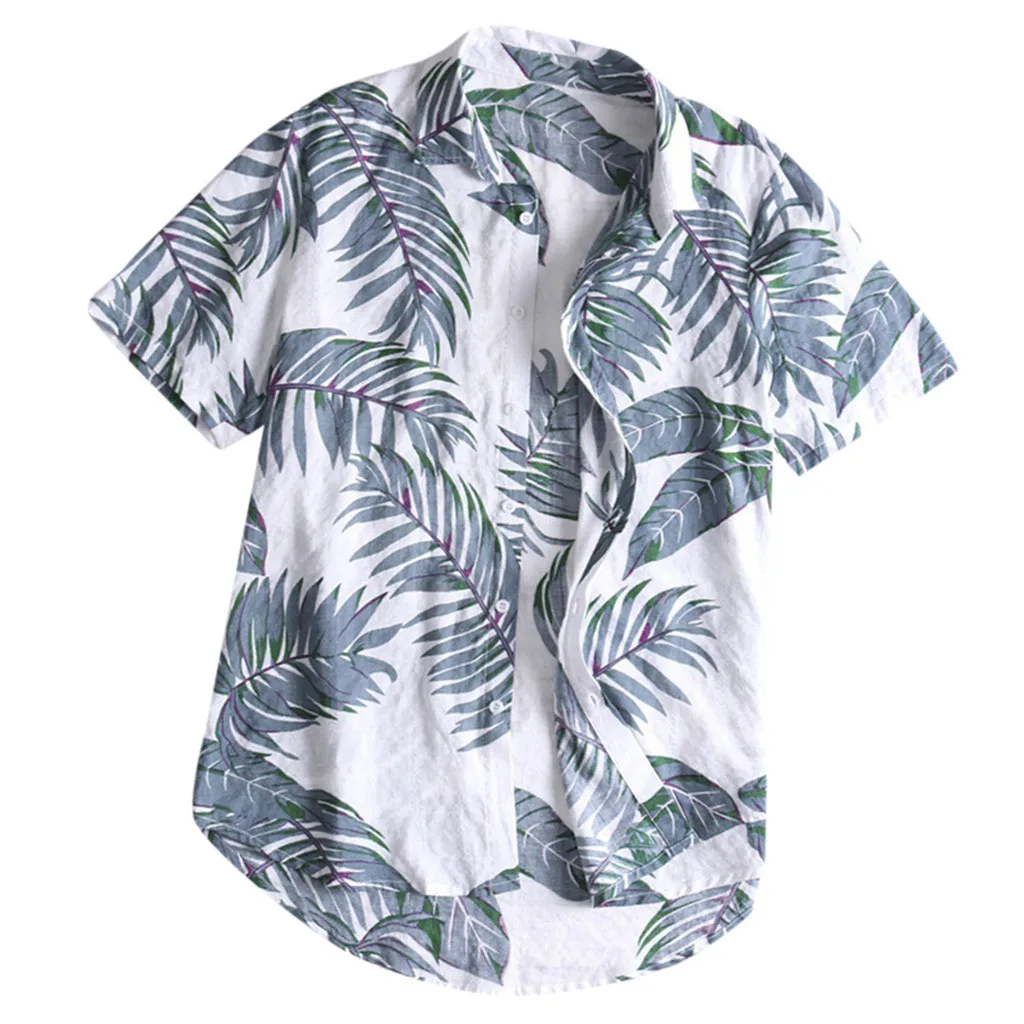 Новое поступление, модная мужская гавайская рубашка,, повседневная, на пуговицах, с принтом, Пляжная, короткий рукав, топ, блузка, camisa masculina#5