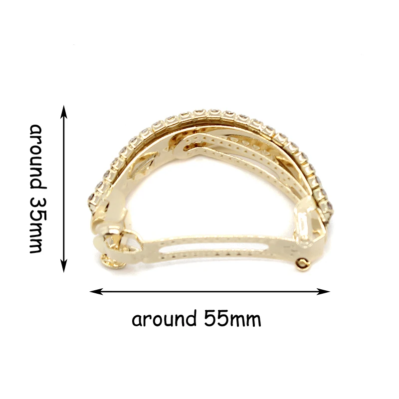 Роскошные модные аксессуары для волос Металлические золотые серебряные хрустальные корейские заколки для волос полумесяц стразы заколка для волос для женщин