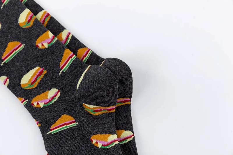 [WPLOIKJD] Harajuku Модные мужские Носки с рисунком попкорна гамбургера в стиле хип-хоп Уличная одежда Calcetines Hombre Sox для мужчин подарки