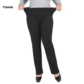 

TUHAO women's formal office work pants black plus size 5XL 7XL ladies straight pants black OL large size female trousers YH07