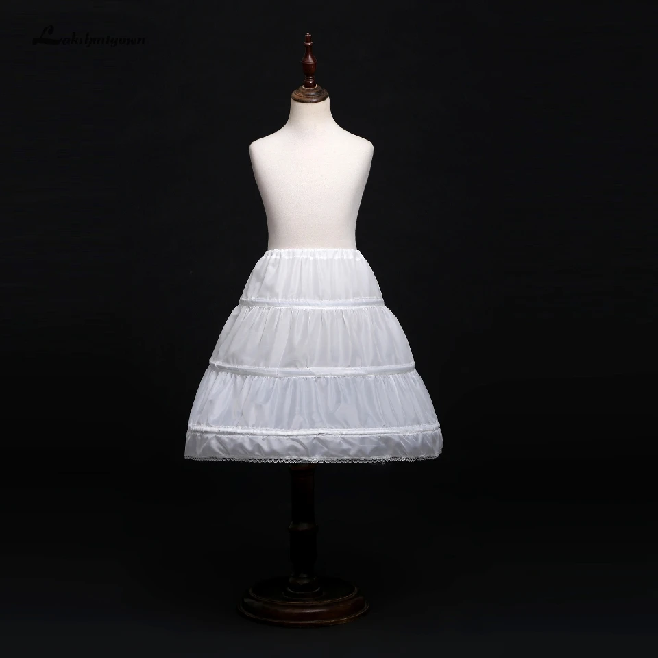 

Lakshmigown Child Girls Underskirt 3 Hoops One Layer Kids Crinoline Lace Trim Flower Girl Dress Children Petticoats