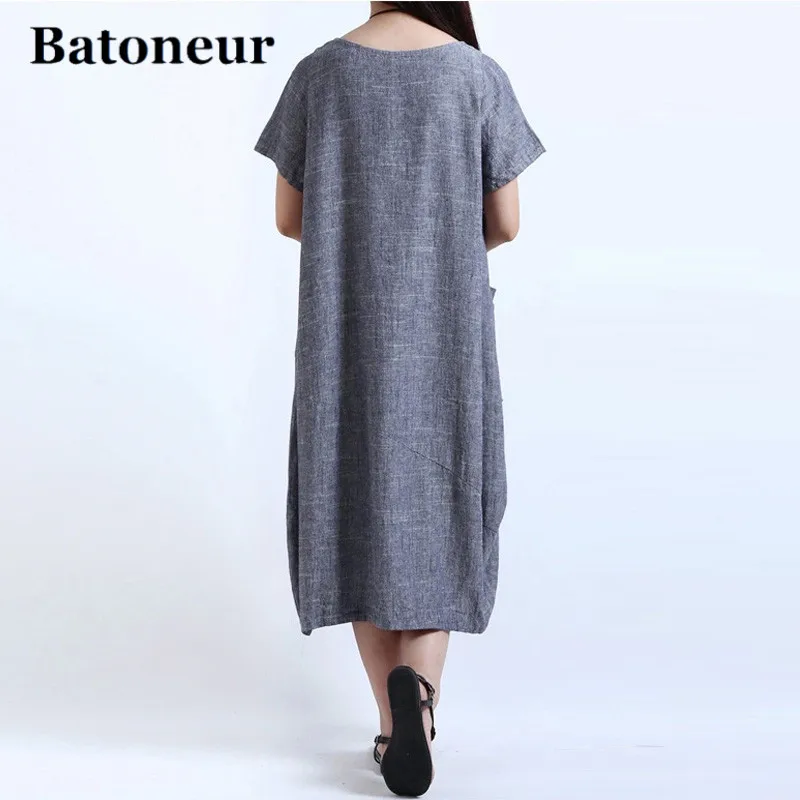 Plus-Size-Dresses-For-Women-4xl-5xl-2017-Summer-Women-Short-Sleeve-Loose-Casual-Cotton-Linen (1)