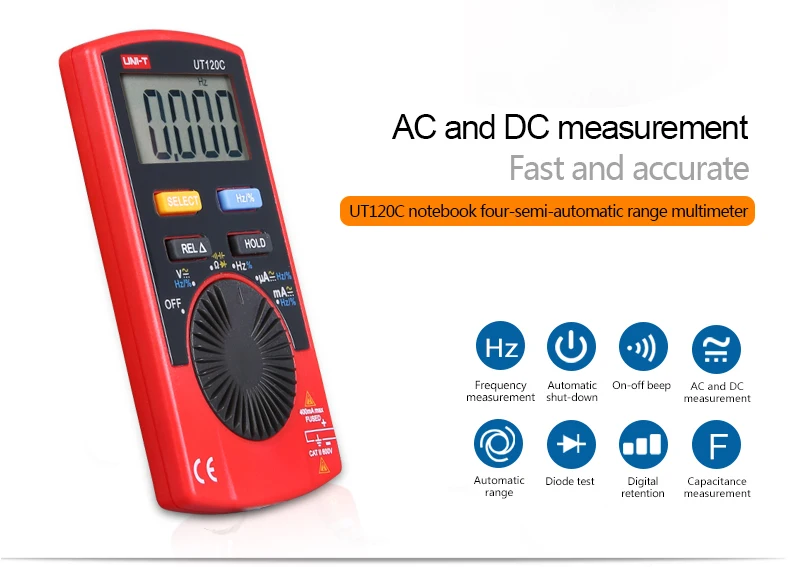 Цифровой карманный мультиметр 4000 отсчетов Автоматический диапазон цифровой AC DC напряжение конденсатор Электрический измеритель непрерывности зуммер тестер