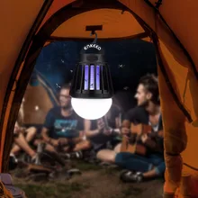 Enkeeo Camping Lights for Tents Lantern with Mosquito Killer Outdoor Hanging 3 Light with USB Cable White Light Tent Accessories