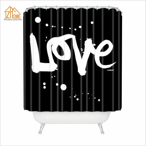 Memory Home Kal Barteski Love Black Fabric Polyester Bathroom Shower