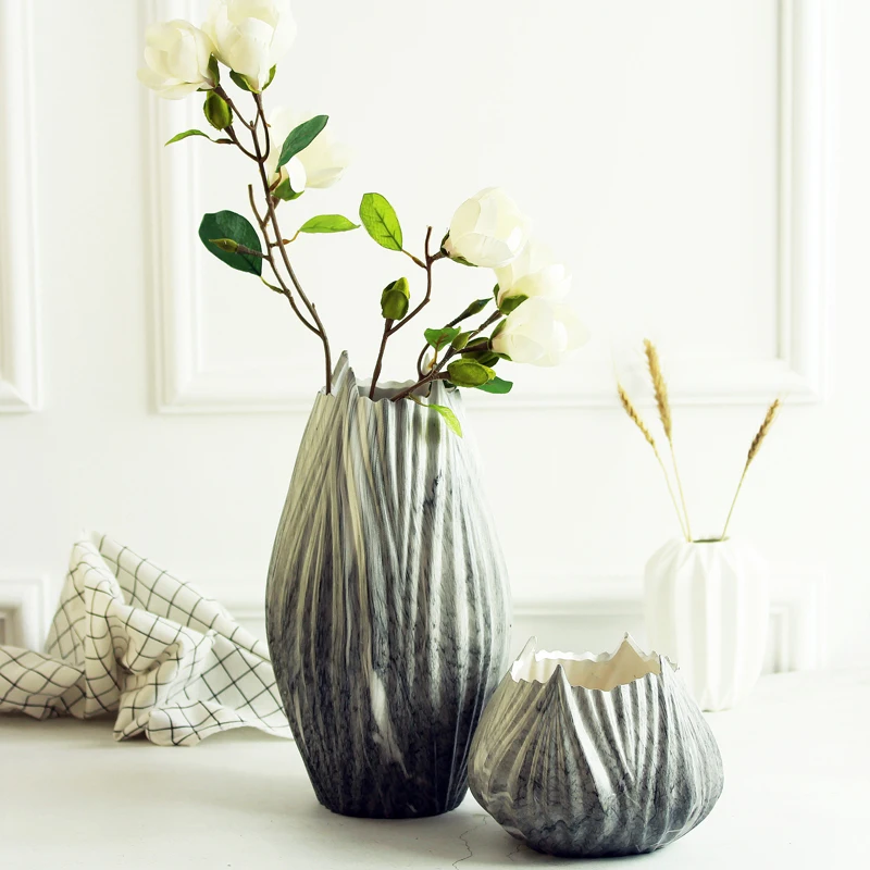 

Europe high quality Ceramic Vase Creative Marble pattern vase Dried flower Flower Arrangement Art Vases Crafts Home Decoration