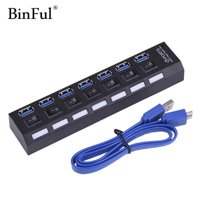 Best Quality BinFul USB HUB 3.0 Super Speed 5Gbps 7 Ports USB 3.0 HUB USB Splitter With On/Off Switch Platooninsert For Computer Peripherals Best Quality BinFul USB HUB 3.0 Super Speed 5Gbps 7 Ports USB 3.0 HUB USB Splitter With On/Off Switch Platooninsert For Computer Peripherals