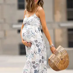 Сарафан сексуальное пляжное женское платье для беременных без рукавов на бретельках платье для беременных цветочный принт богемный
